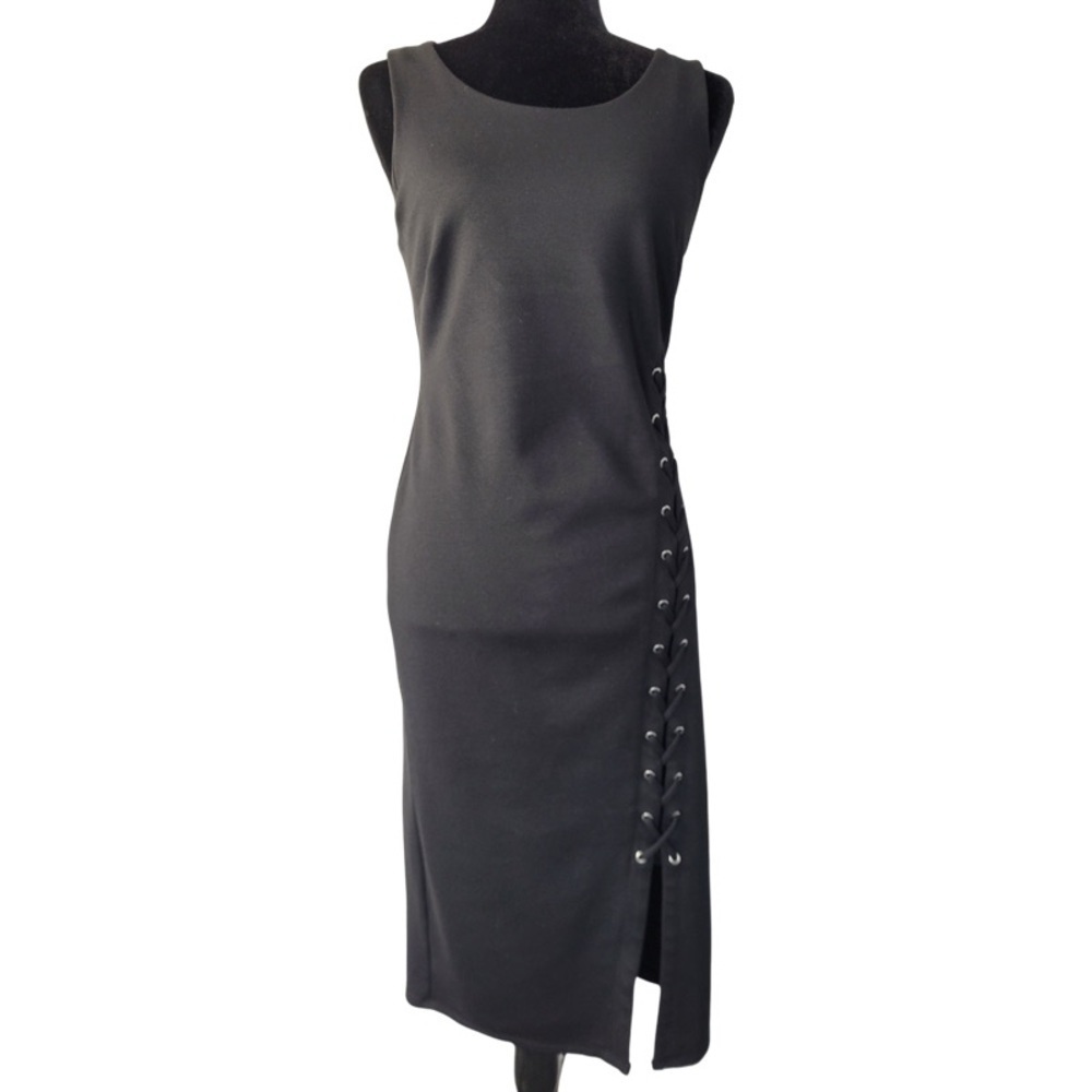 ✅ Tahari women black form fitting lace detail sheath sleeveless dress size 6